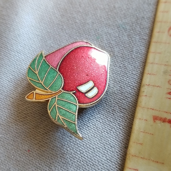 ENAMEL CLOISONNE Apple pin Vintage - Picture 4 of 4
